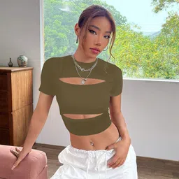 Stylecast X Slyck Round Neck Fitted Crop Top-image-37