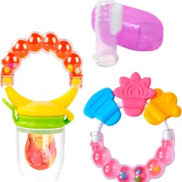 Silicone Rattle Fruit Nibbler,Rattle Teether & FingerBrush for 6 to12 month Baby - Silicon-picture-17