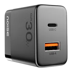 noise Power 30W Type A & Type C 2-Port Fast Charger (Adapter Only, GaN Technology, Black) image 2