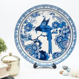 kolorobia Blue Ceramic Dutch Blue Pottery Crow Decorative Plate Showpiece-picture-23