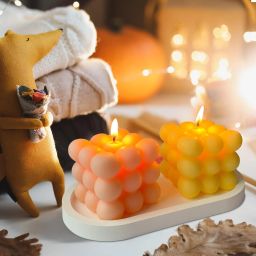 Rose & Lemongrass Scented Bubble Candle Soy Wax Aromatherapy Cube Shaped Candles Candle-6