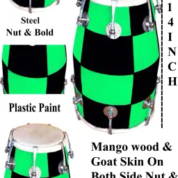 Green chack 12'' inch nut bold Nut & Bolts Dholak-image-40
