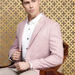 Men Self Design Single Breasted Party Blazer-picture-2