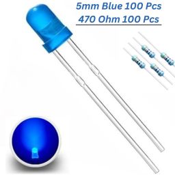 100 Pics 5MM Blue LED and 100 Pics 470 Ohm 1/4W Resistor 5% Tolerance Electronic Components Electronic Hobby Kit-image-9