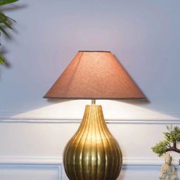 kapoor lampshades Joanna Metal Table Lamp With Beige Cotton Shade-picture-22