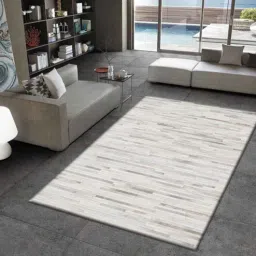 dazzhome Natural Hair On Leather Stripes Hand Woven 6ftX9ft Carpet-picture-13