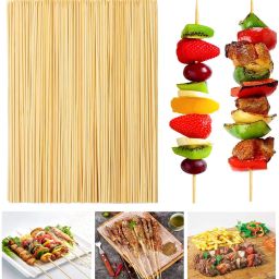 Wooden Sticks, Skewers for Grilling Seekh, Kabab 10 inch 200pcs. Disposable Bamboo Roast Fork, Fruit Fork Set-39