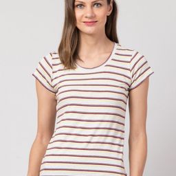 Hive91 Off White & Maroon Striped Top-image-11