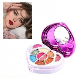 Cute Heart Shape Kids Makeup Box Eyeshadow, Blush & Mirror Compact for Gifting-picture-2