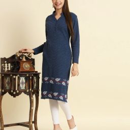 Women Printed Wool Straight Kurta-image-16