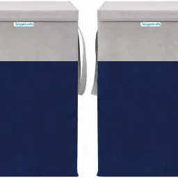 75 L Blue, Grey Laundry Basket-18
