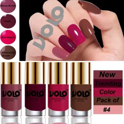Dazzling Glow Long Stable High Definition Nail Polish Combo Set Combo-103 Mauve Brown, Wine, Moon Magenta, Chocolate Brown-image-54