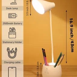 firstlike Rechargeable LED Touch On/Off Desk for Student Study Lamp image 3