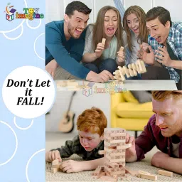 revive HOT SELLING TRENDING 54PCS JENGAA WOODEN BLOCK STACKING GAME WITH 4 DICES(9inch) Board Game Accessories image 4
