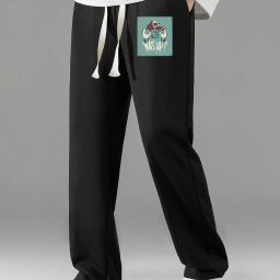 Men Printed Black Track Pants-image-100