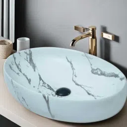 Premium Ceramic Wash Basin Counter top basin (Glossy) 24x16x5 inch creta 212 Table Top Basin-image-23