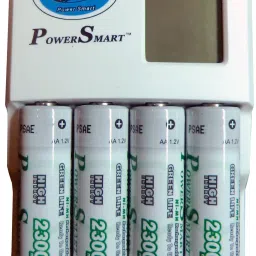 Power Smart AA Camera Battery Charger PS 327 AA-AAA NiCd-NiMH 1 Hour LCD Fast Auto Cut Off Charger With Mp3,Mobile Usb Charging Option With 2300 mAh 4 Cells Ready To Use Battery Camera Battery Charger image 2