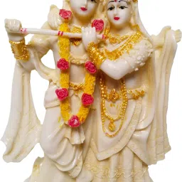 Antique Finish Lord Radha Krishna Love Couple Statue Hindu God Makhan chor Decorative Showpiece-21 cm-3