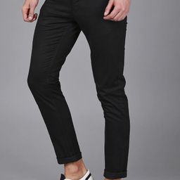 fubar Men Slim Fit Black Cotton Blend Trousers-picture-42