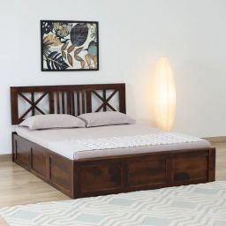 woodsworth from pepperfry Kenzo Sheesham Wood King Size Bed In Provincial Teak Finish With Headboard & Hydraulic Storage-picture-2