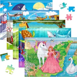 Wooden Jigsaw Puzzles for Kids & Children Age 6+ Animal & Sea World (Pack of 5)-image-1