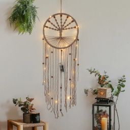 Macrame Dream Catcher with Lights Handmade for Home, Balcony, Decor, Party&Cafe Cotton, Jute Dream Catcher-image-40