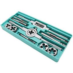 Hetkrishi 12pcs Threading Tap & Die Set M6-M12,Metric Sizes,Tap & Dies With Tap Wrench & Round Die Handle Complete Set image 1