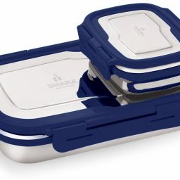 Blaze Airtight Leak Proof Tiffin Box with Mini Container Inside Navy Blue 2 Containers Lunch Box-image-54