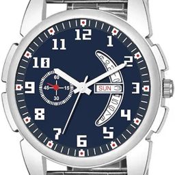 J16SLV C1001Blue Day date Dial Silver Chain Watch Analog Watch - For Men J16SLV C1001Blue-image-11