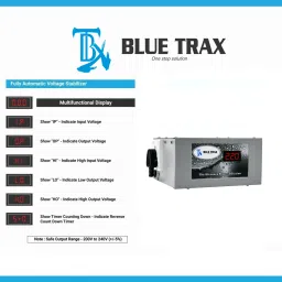 blue trax Table Top Copper Automatic Digital Voltage Stabilizer 1 KVA 800W 70V- 280V Voltage Stabilizer image 3