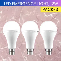 12W Rechargeable Inverter LED Bulb with Upto 4H.Power Cut Lighting Pack of_3Z367 4 hrs Bulb Emergency Light-picture-2