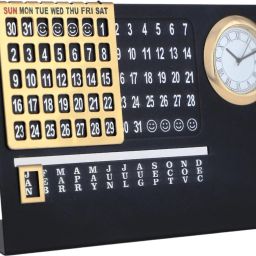 Perpetual Calendar with Clock & Month Display, Lifetime Metal Table Calendar-picture-23