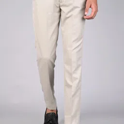 Men Regular Fit Beige Cotton Blend Trousers-image-81