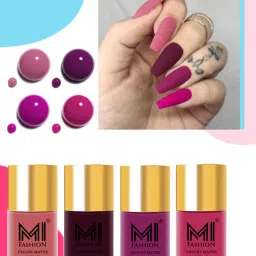 Velvet Matte Nail Paint Combo Sets-4 Non-Stop Rain Or Waterproof #NO470 Dusky Rose, Magenta Red, Dark Raspberry, Rich Maroon-4