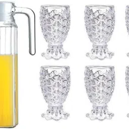 S1Store Italian Premium Juice & Water Glasses Set of 6 & Jug Set Combo (6 Pieces Glasses 250ML & 1 Juice or Water Jug 1.1 Liter), Transparent, Glass & Jug Set for Dining Table, Highball Water Glasses Set For Dining Table Jug Glass Set-image-56