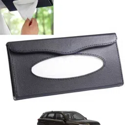 Black Leatherite Rectangle Shape Fancy Design Tissue Dispencer For Car-206 Vehicle Tissue Dispenser-38