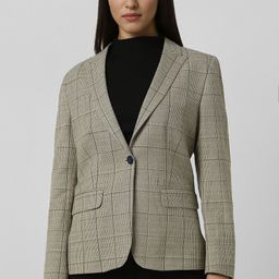van heusen Women Checkered Single Breasted Formal Blazer-picture-35