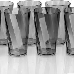 (Pack of 8) TWISTER Shape Unbreakable Plastic Glasses Grey Glass Set Water/Juice Glass-image-63