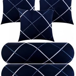 3 Cushion 2 bolster Microfibre Geometric Bolster Pack of 5-image-50