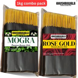 Rose Gold & Mogra Agarbatti 1kg Packet | Lasting | Premium Incense Sticks Mogra, Rose Gold-image-56