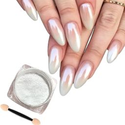 Magic White Pearl Chrome Nail Powder Glitter Fairy Shell Nails Aurora Moonlight-image-4