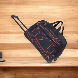50 L Strolley Duffel Bag - Trendy Durable Cabin Trolley Duffel Bag Lightweight Foldable Stylish Travel Bags - Black - Regular Capacity-image-24