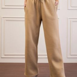 Women Solid Beige Track Pants-image-1