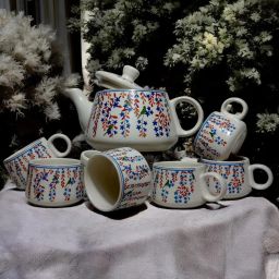 Pack of 7 Ceramic Traditional Handpaint Tea kettle With 6 Cups, For Tea,Coffee|Daily use & Gifting-image-14