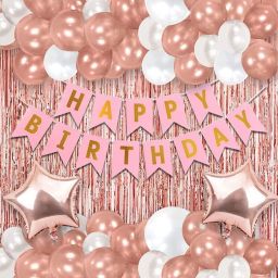 Solid Rosegold Birthday Balloon Party Decoration Kit items set for Girl, Wife Balloon-image-24