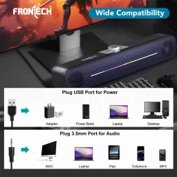 Frontech 1.0 USB with AUX | LED Lights| Volume Control | PC, Mobile SPK-0009 10 W Laptop/Desktop Speaker image 5