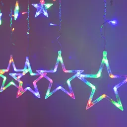 2.5 Meters with 6 Big & 6 Small Star Light for Diwali Multicolor Home Decor Star Shower Laser Light-14