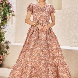 Printed Cotton Blend Stitched Anarkali Gown-image-22