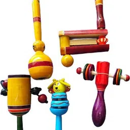 smartcraft Toys Wooden Rattles Toys for Baby/New-Born Infant Kids Set of 5 pcs Rattle-picture-1