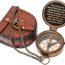 Brass Compass With leather case For Campaigning Tourist Hiking Compass-41